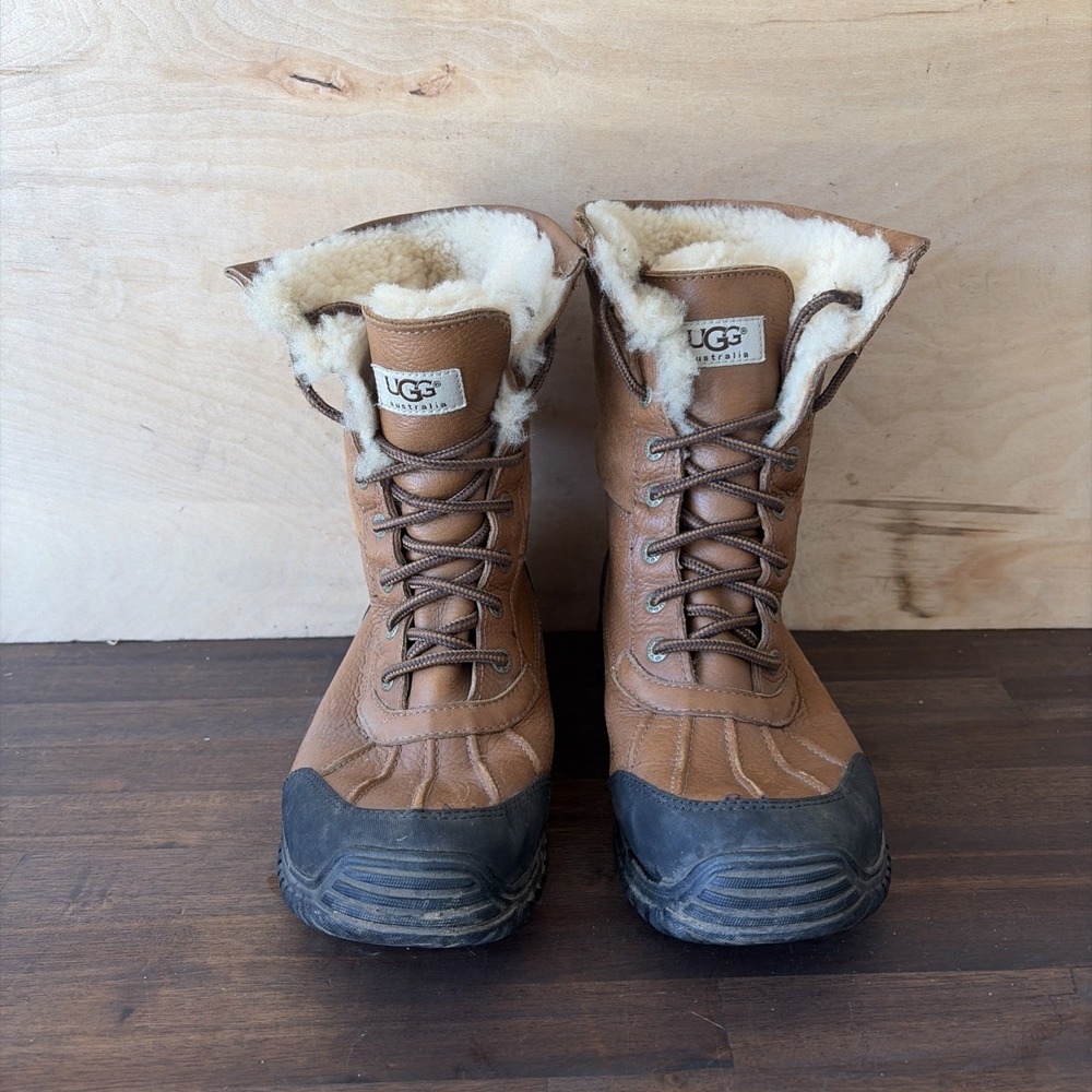 UGG Adirondack II Winter Boots Womens 10 Leather Lace Up Ankle Lined Brown 5469 - Picture 2 of 12